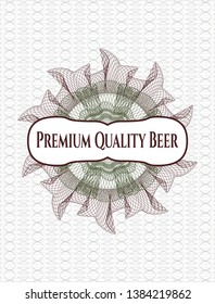 Green and Red abstract linear rosette with text Premium Quality Beer inside