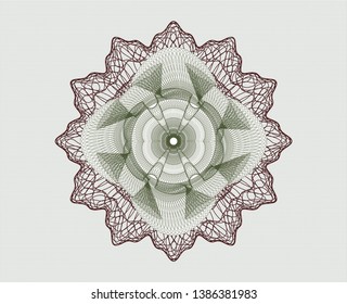 Green and Red abstract linear rosette. Vector Illustration. Detailed.