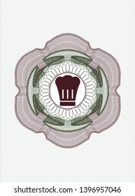 Green and Red abstract linear rosette with chef hat icon inside