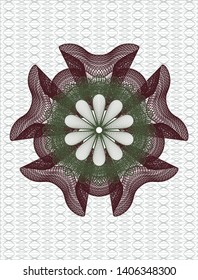 Green and Red abstract linear rosette. Vector Illustration. Detailed.