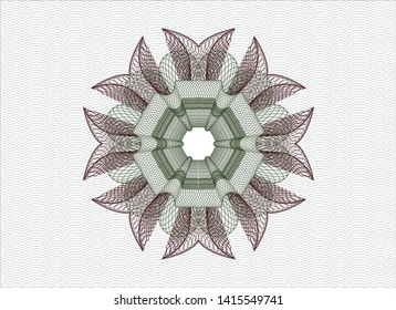 Green and Red abstract linear rosette. Vector Illustration. Detailed.