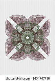 Green and Red abstract linear rosette. Vector Illustration. Detailed.