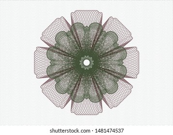 Green and Red abstract linear rosette. Vector Illustration. Detailed.
