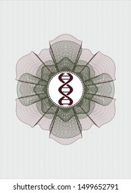 Green and Red abstract linear rosette with dna icon inside