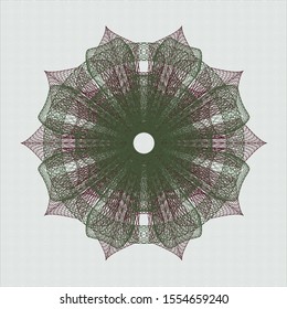 Green and Red abstract linear rosette. Vector Illustration. Detailed.