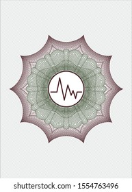 Green and Red abstract linear rosette with electrocardiogram icon inside