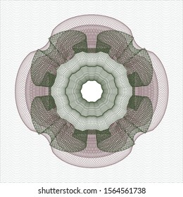 Green and Red abstract linear rosette. Vector Illustration. Detailed.