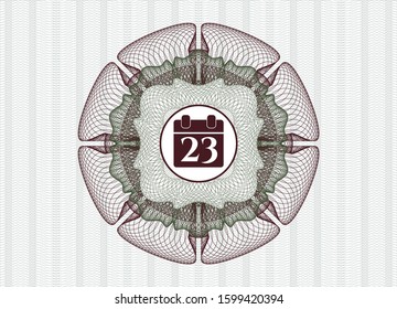 Green and Red abstract linear rosette with calendar icon inside