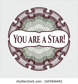 Green and Red abstract linear rosette with text You are a Star! inside