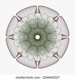 Green and Red abstract linear rosette. Vector Illustration. Detailed. 