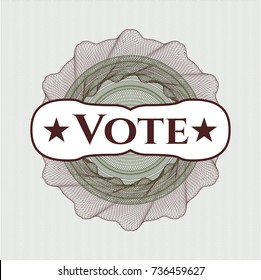 Green and Red abstract linear rosette with text Vote inside