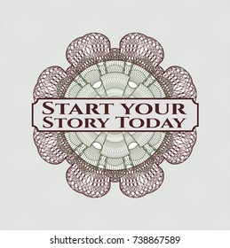 Green and Red abstract linear rosette with text Start your Stroy Today inside