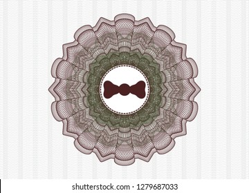 Green and Red abstract rosette with bow tie icon inside