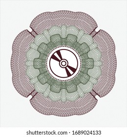 Green and Red abstract rosette with CD or DVD disc icon inside