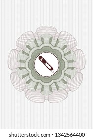 Green and Red abstract rosette with cutter icon inside