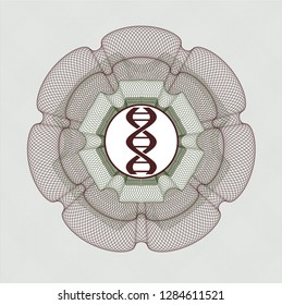 Green and Red abstract rosette with dna icon inside