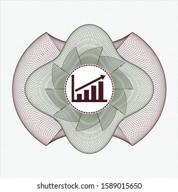 Green and Red abstract rosette with growth chart icon inside