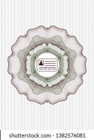 Green and Red abstract rosette with identification card icon inside
