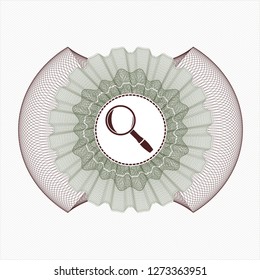 Green and Red abstract rosette with magnifying glass icon inside