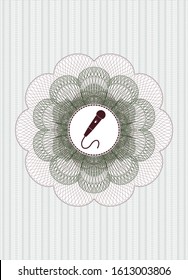Green and Red abstract rosette with microphone icon inside