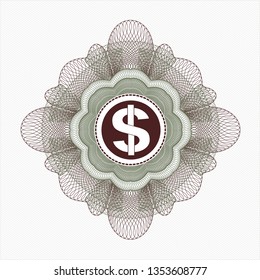 Green and Red abstract rosette with money icon inside