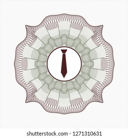 Green and Red abstract rosette with necktie icon inside