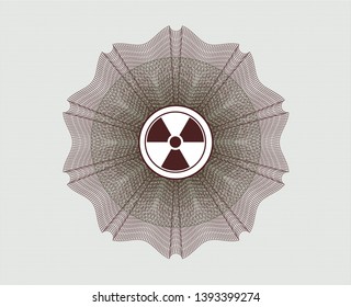 Green and Red abstract rosette with nuclear, radioactive icon inside