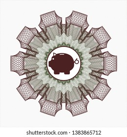 Green and Red abstract rosette with piggy bank icon inside