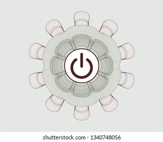 Green and Red abstract rosette with power icon inside