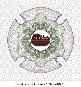 Green and Red abstract rosette with salad icon inside