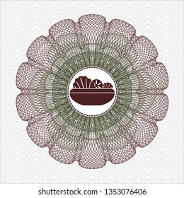 Green and Red abstract rosette with salad icon inside