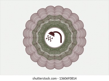 Green and Red abstract rosette with shower icon inside