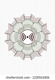 Green and Red abstract rosette with signal icon inside