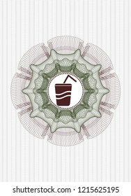 Green and Red abstract rosette with soda icon inside