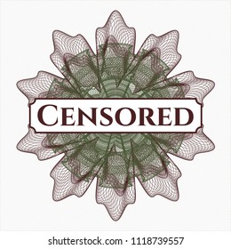 Green and Red abstract rosette with text Censored inside
