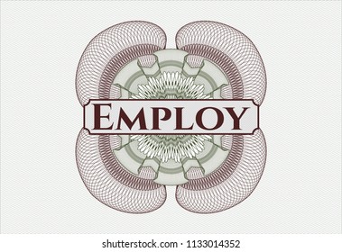 Green and Red abstract rosette with text Employ inside