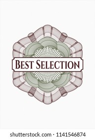 Green and Red abstract rosette with text Best Selection inside