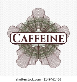 Green and Red abstract rosette with text Caffeine inside