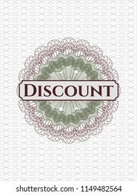 Green and Red abstract rosette with text Discount inside