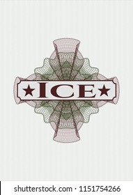 Green and Red abstract rosette with text Ice inside