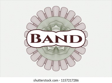 Green and Red abstract rosette with text Band inside