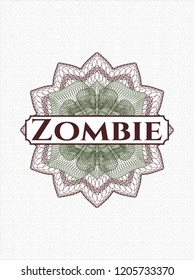 Green and Red abstract rosette with text Zombie inside