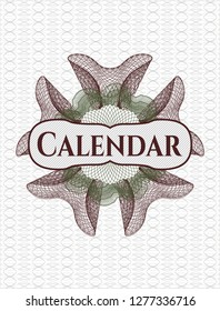 Green and Red abstract rosette with text Calendar inside