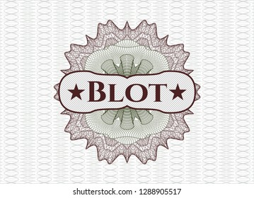 Green and Red abstract rosette with text Blot inside