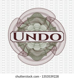 Green and Red abstract rosette with text Undo inside