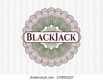 Green and Red abstract rosette with text BlackJack inside
