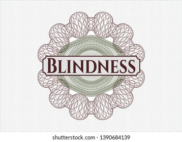 Green and Red abstract rosette with text Blindness inside