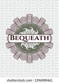 Green and Red abstract rosette with text Bequeath inside