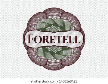 Green and Red abstract rosette with text Foretell inside