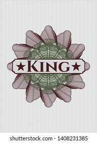 Green and Red abstract rosette with text King inside